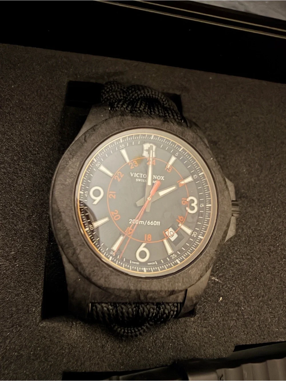 Victorinox I.N.O.X. Paracord Watch — Black with Red Accents
